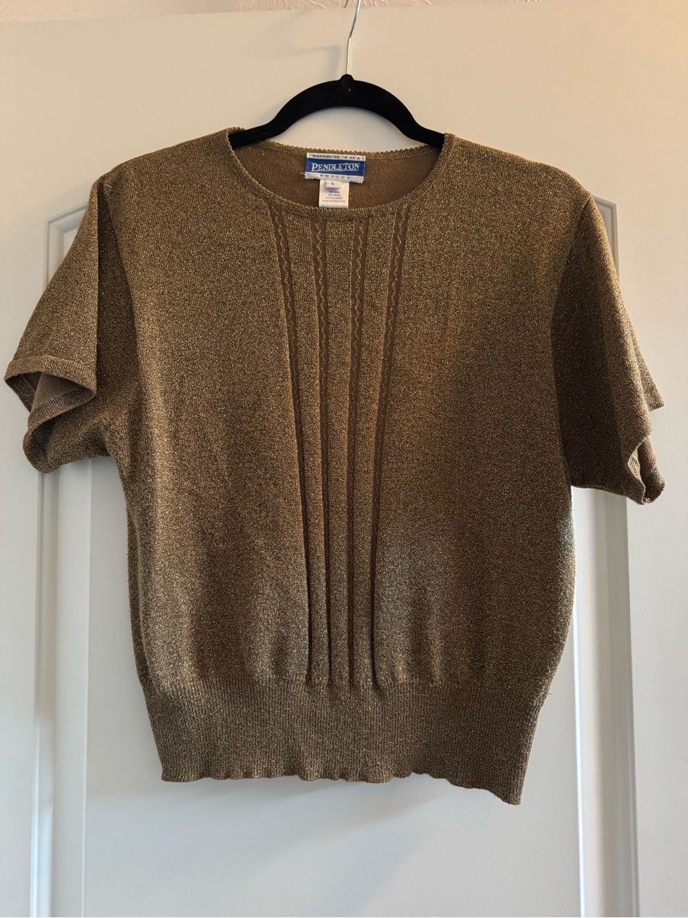 Pendleton Metallic Gold Short-Sleeve Crewneck Sweater